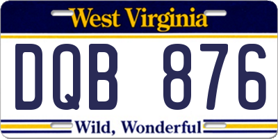 WV license plate DQB876
