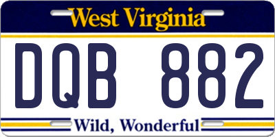 WV license plate DQB882