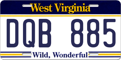 WV license plate DQB885
