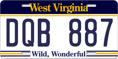 WV license plate DQB887