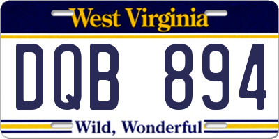 WV license plate DQB894