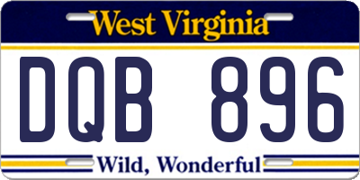 WV license plate DQB896