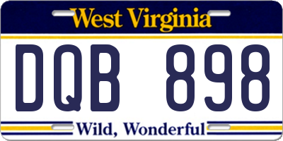 WV license plate DQB898