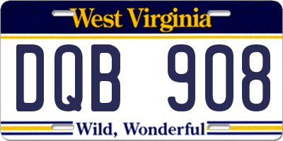 WV license plate DQB908