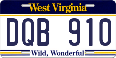 WV license plate DQB910