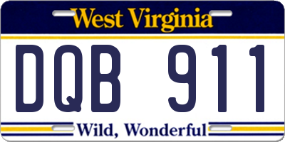 WV license plate DQB911