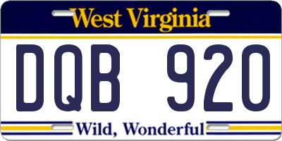 WV license plate DQB920