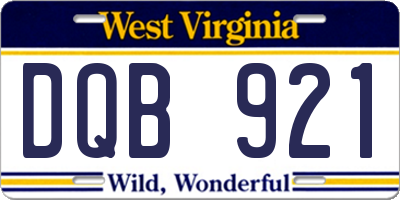 WV license plate DQB921