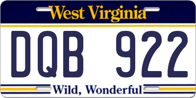 WV license plate DQB922