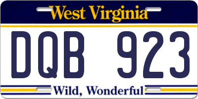 WV license plate DQB923