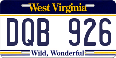 WV license plate DQB926
