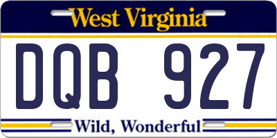WV license plate DQB927