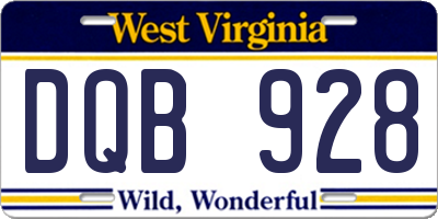 WV license plate DQB928