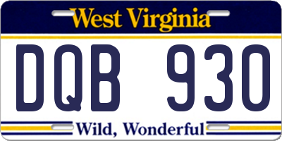 WV license plate DQB930
