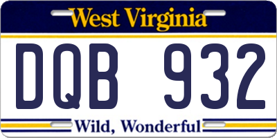 WV license plate DQB932