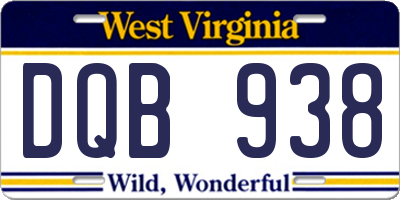 WV license plate DQB938