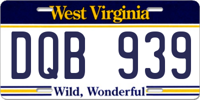 WV license plate DQB939