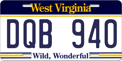 WV license plate DQB940