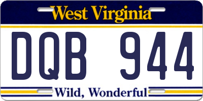 WV license plate DQB944