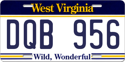 WV license plate DQB956