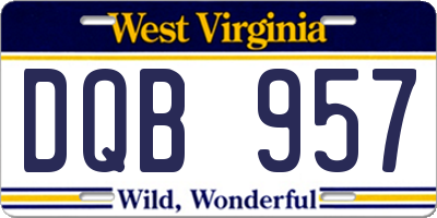 WV license plate DQB957