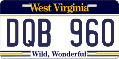 WV license plate DQB960