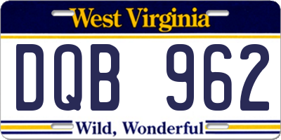 WV license plate DQB962