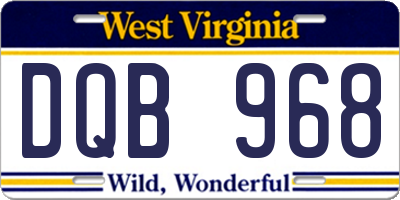 WV license plate DQB968