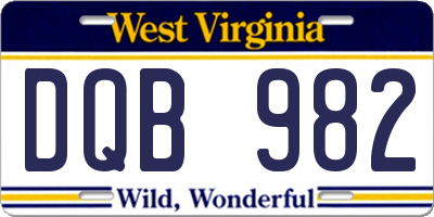 WV license plate DQB982