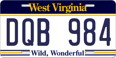 WV license plate DQB984