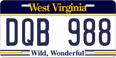 WV license plate DQB988