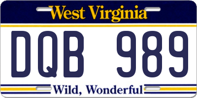 WV license plate DQB989