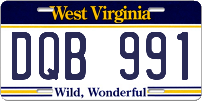 WV license plate DQB991