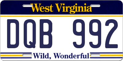 WV license plate DQB992
