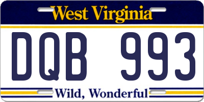 WV license plate DQB993