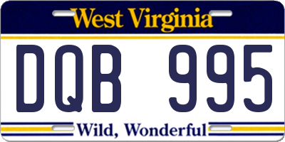 WV license plate DQB995
