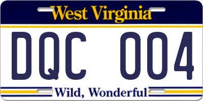 WV license plate DQC004