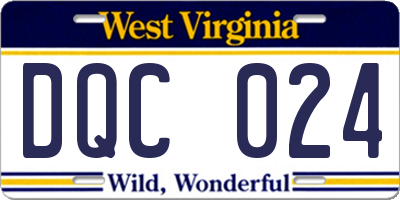 WV license plate DQC024
