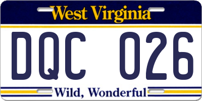 WV license plate DQC026