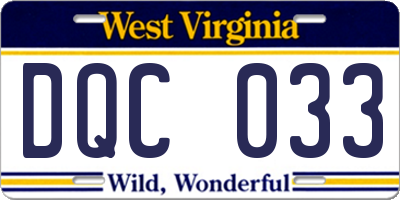 WV license plate DQC033