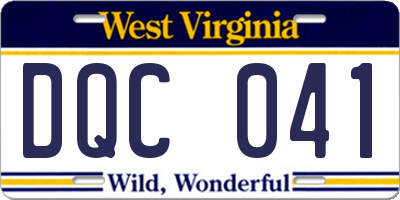 WV license plate DQC041