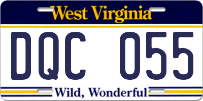 WV license plate DQC055
