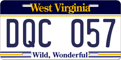 WV license plate DQC057