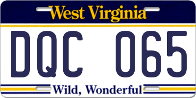 WV license plate DQC065