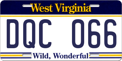 WV license plate DQC066