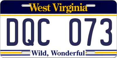 WV license plate DQC073