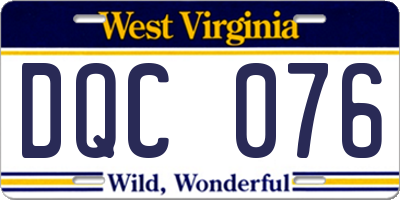 WV license plate DQC076