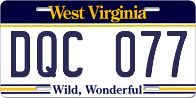 WV license plate DQC077