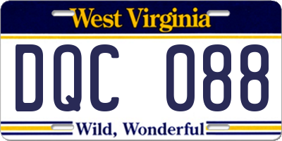 WV license plate DQC088