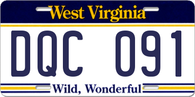 WV license plate DQC091